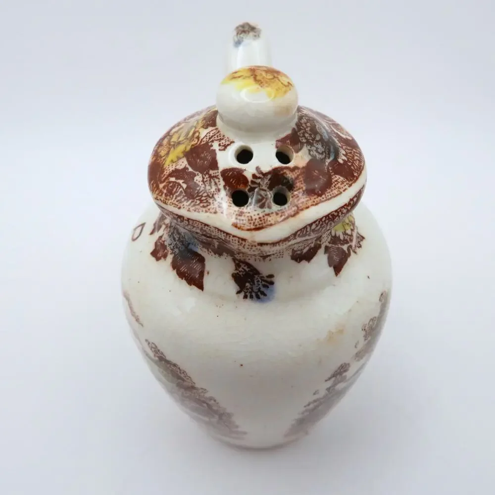 Vintage NASCO Mountain Woodland Salt Pepper Shakers Caddy Transferware Japan